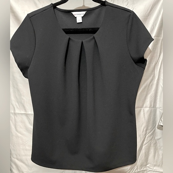 Liz Claiborne Plus Texture Tee Womens Round Neck Short Sleeve Blouse - Picture 2 of 5